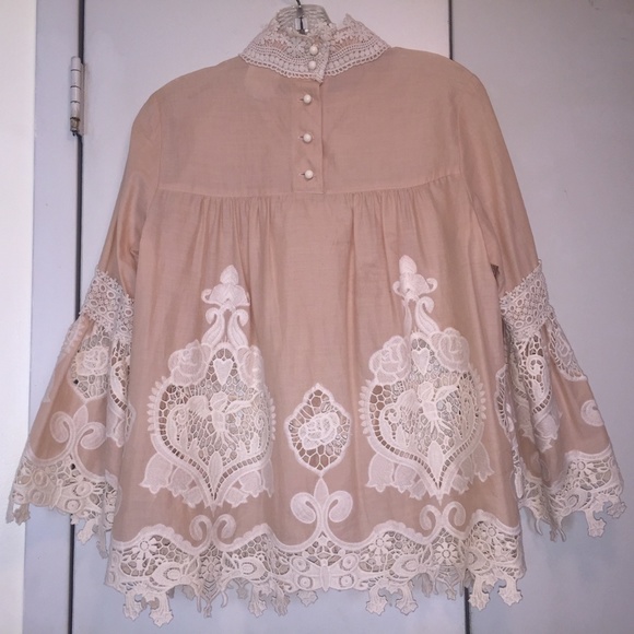 ANNA SUI Cupid And Fairy Crocheted Lace Blouse S - Picture 5 of 7